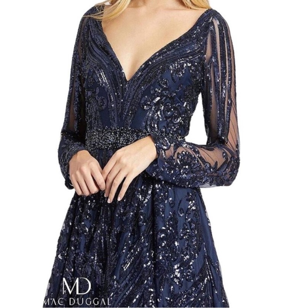 Mac Duggal Midnight Blue Sequin Gown
